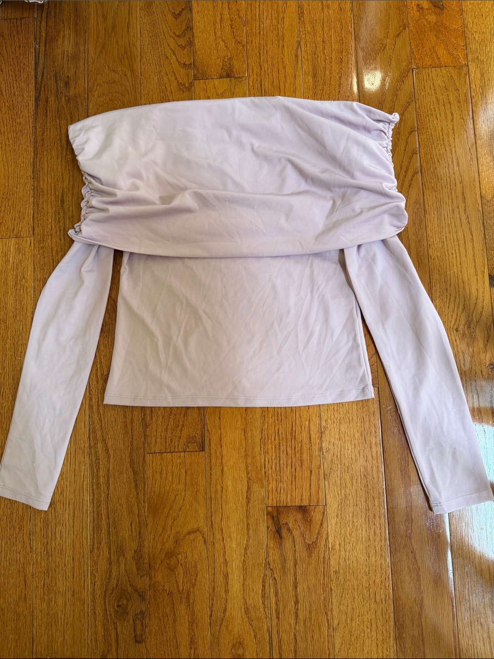 H&M Off-Shoulder Long Sleeve Top in Light Pink